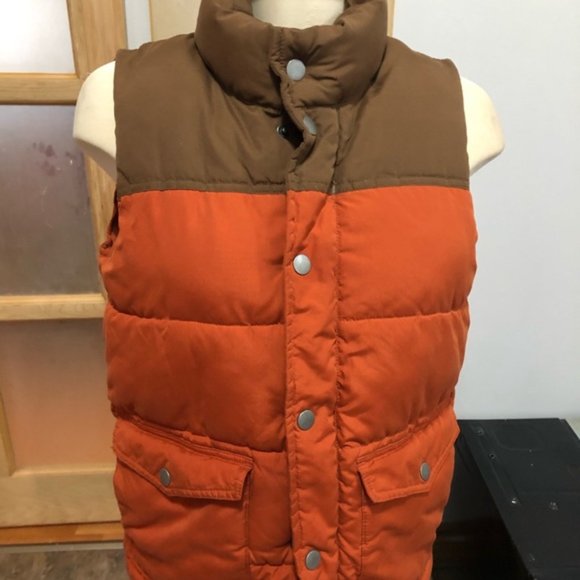 old navy orange and brown puffer vest size S - Picture 8 of 11